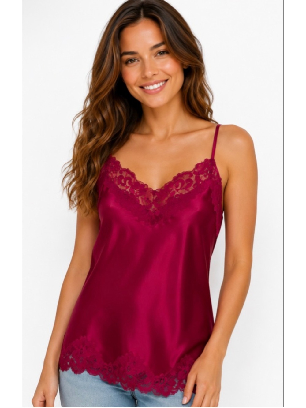 NWT Gold Hawk Fuchsia Silk Lace Tunic Tank S